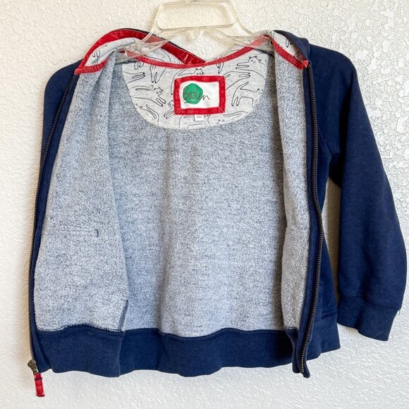 Mini Boden Kids' Cat Hoodie Size 8-9Y Blue Full Zip Hooded - Picture 3 of 10
